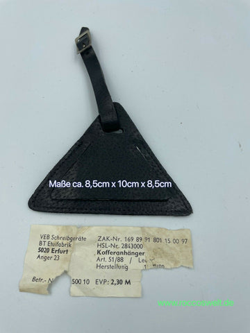Kofferanhänger schwarz eckig DDR LEDER VEB Gepäckanhänger Anhänger Adressschild