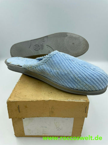 Pantoffeln Hausschuhe Gr.36 hellblau Kord DDR neu im Karton Uta Schuhe